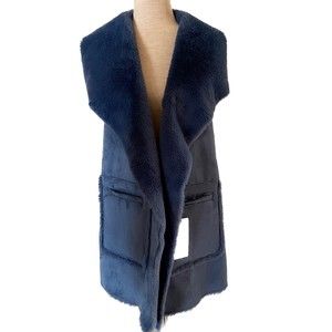 HILARY RADLEY for KATHERINE BARCLAY Reversible Powder Faux Fur Vest, Size Small